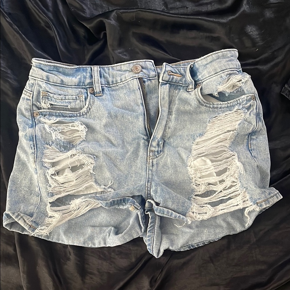 American Eagle Outfitters Light Blue Ripped Jean Shorts